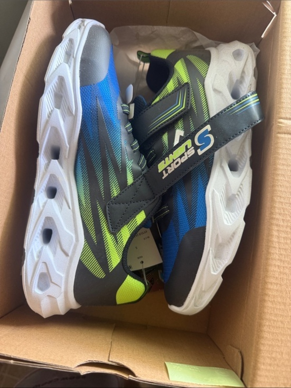 Skechers Kids Blue & Neon Green Light-Up Sneakers